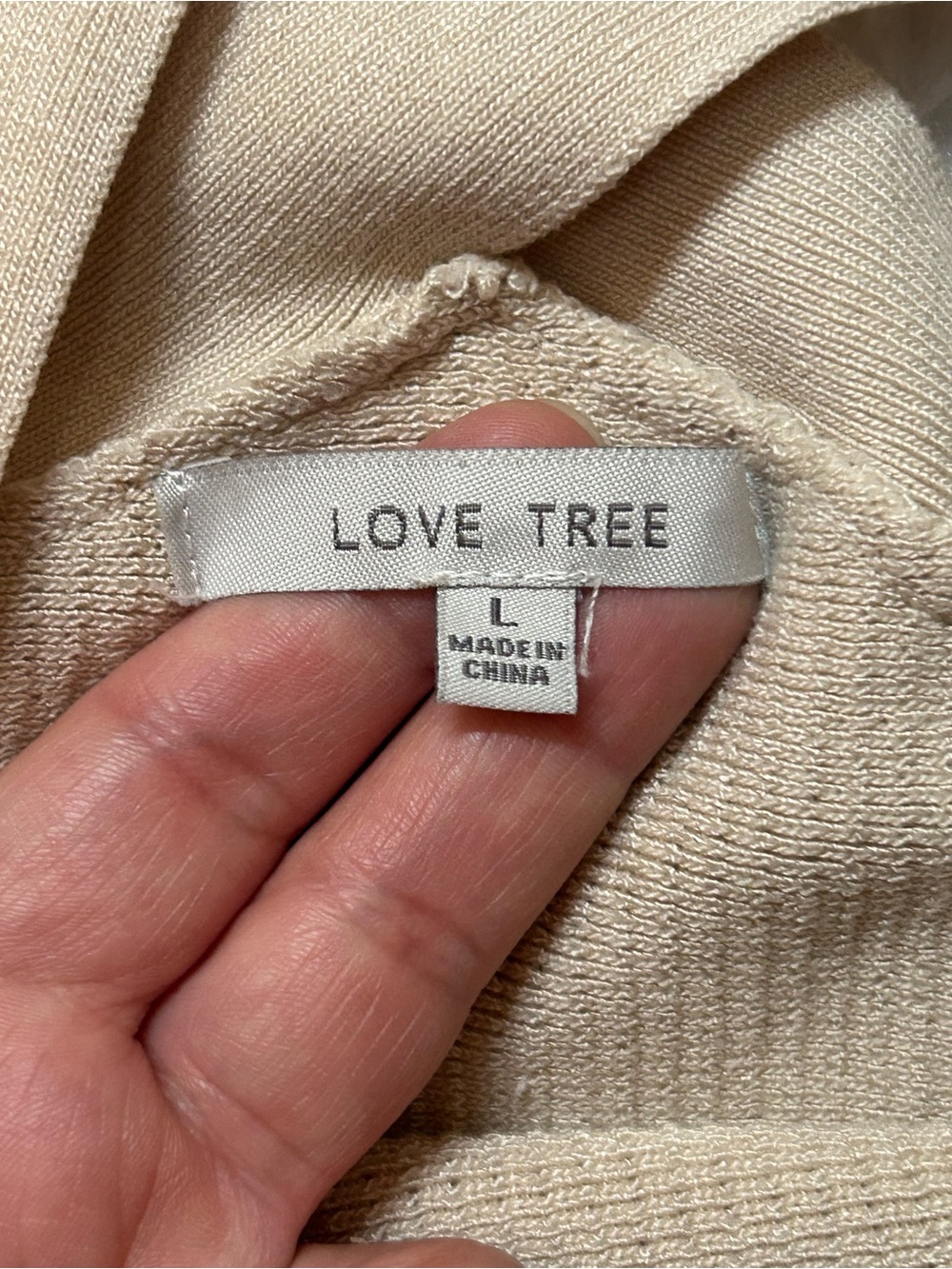 Love Tree Neutral Ribbed Cross-Front Crop Top - Picture 2 of 3